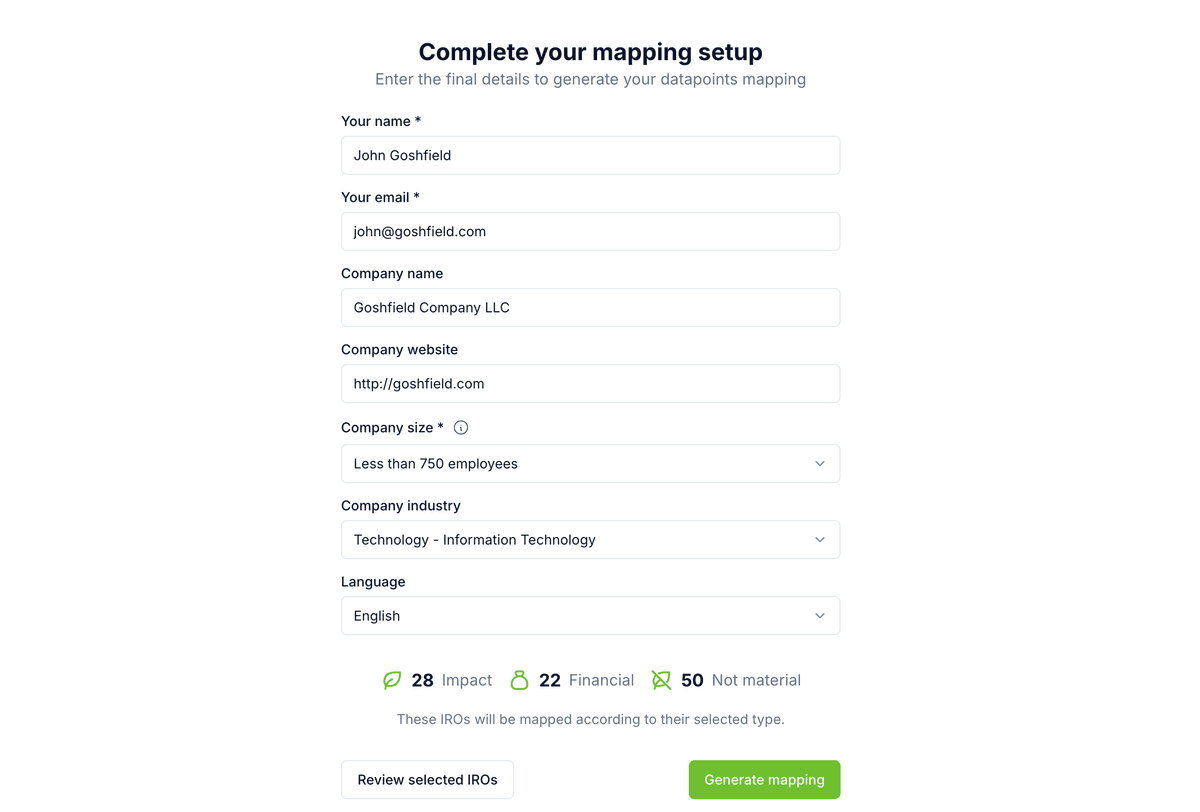 2. Complete mapping setup